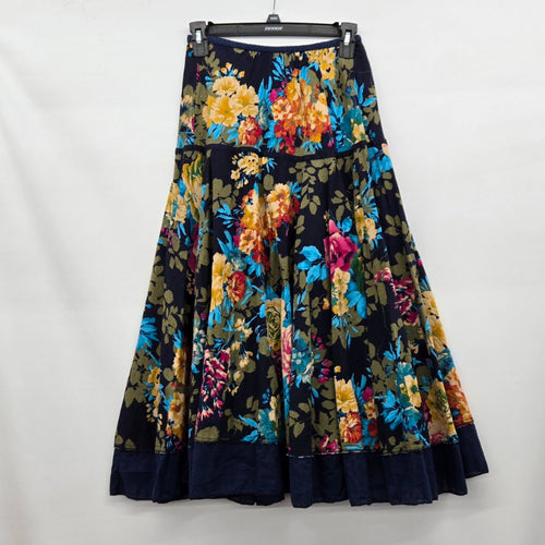 Floral Print Midi Skirt Navy Multi - Size S/M