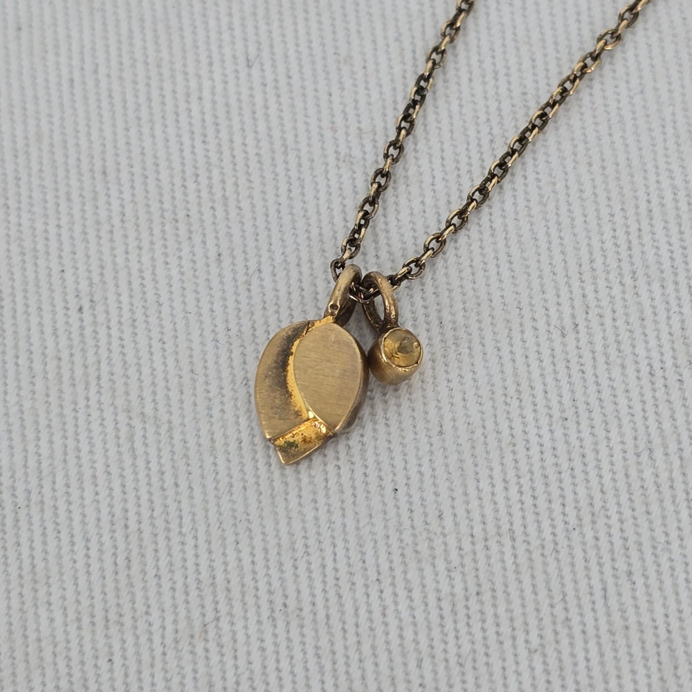 Satya 925 Sterling Gold Tone Leaf Pendant Necklace