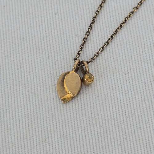 Satya 925 Sterling Gold Tone Leaf Pendant Necklace