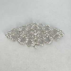 Silver Tone Crystal Openwork Brooch Dual Pin