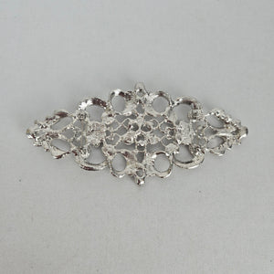 Silver Tone Crystal Openwork Brooch Dual Pin