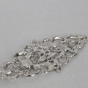 Silver Tone Crystal Openwork Brooch Dual Pin