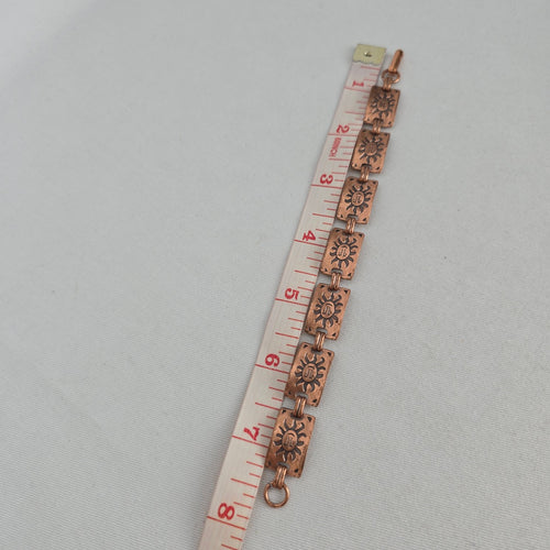 Vintage Copper Sun Face Link Bracelet Southwestern