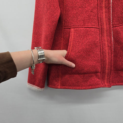 The North Face Women’s Red Heathered Fleece Hooded Jacket - Size L
