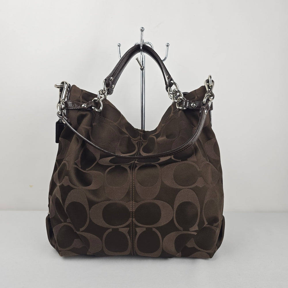 Coach Brooke Signature Sateen Large Hobo Shoulder Bag – Brown