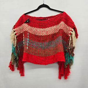 Women’s Multicolor Woven Fringe Poncho Sweater – Size S/M
