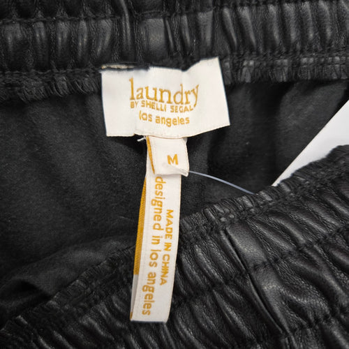 Laundry by Shelli Segal Black Faux Leather Drawstring Pants – Size M