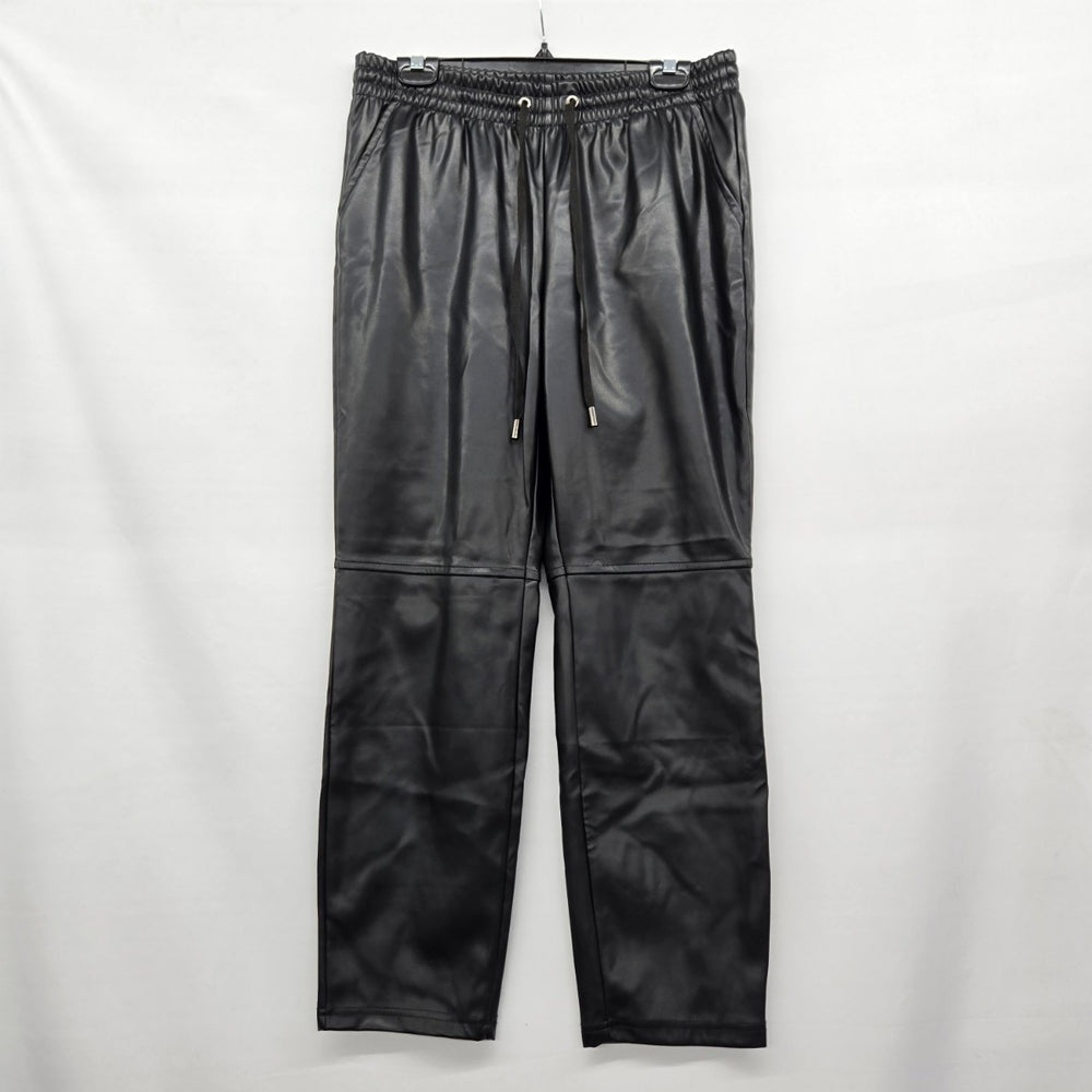Laundry by Shelli Segal Black Faux Leather Drawstring Pants – Size M