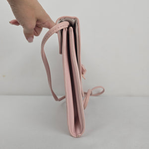 Vintage Pink Envelope Crossbody Clutch Purse with Bow Detail
