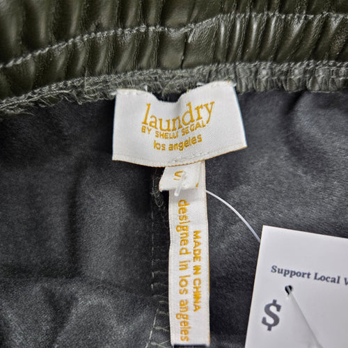Laundry by Shelli Segal Olive Faux Leather Drawstring Pants - Size S