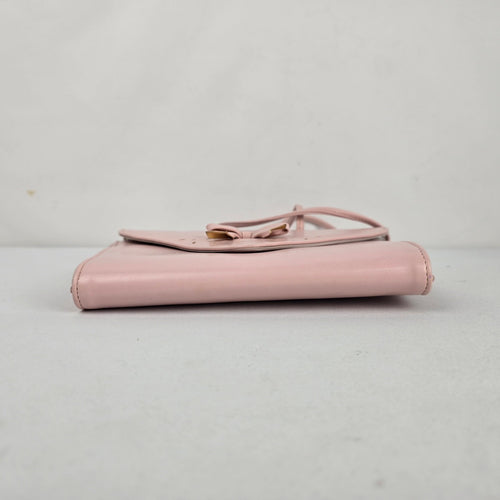 Vintage Pink Envelope Crossbody Clutch Purse with Bow Detail