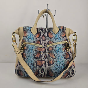Aimee Kestenberg Multicolor Snake Print Satchel Handbag with Shoulder Strap