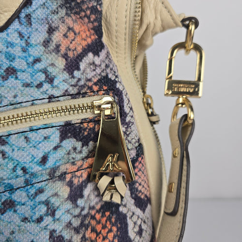 Aimee Kestenberg Multicolor Snake Print Satchel Handbag with Shoulder Strap