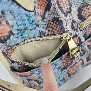 Aimee Kestenberg Multicolor Snake Print Satchel Handbag with Shoulder Strap