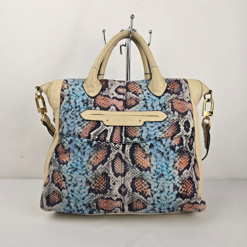 Aimee Kestenberg Multicolor Snake Print Satchel Handbag with Shoulder Strap