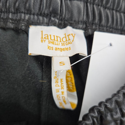 Laundry by Shelli Segal Black Faux Leather Drawstring Pants – Size S