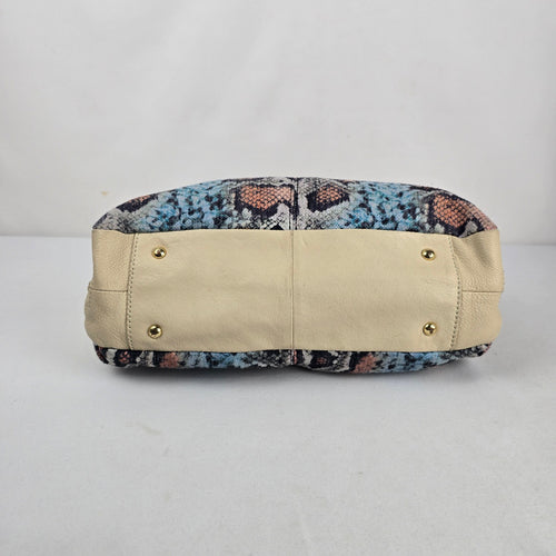 Aimee Kestenberg Multicolor Snake Print Satchel Handbag with Shoulder Strap
