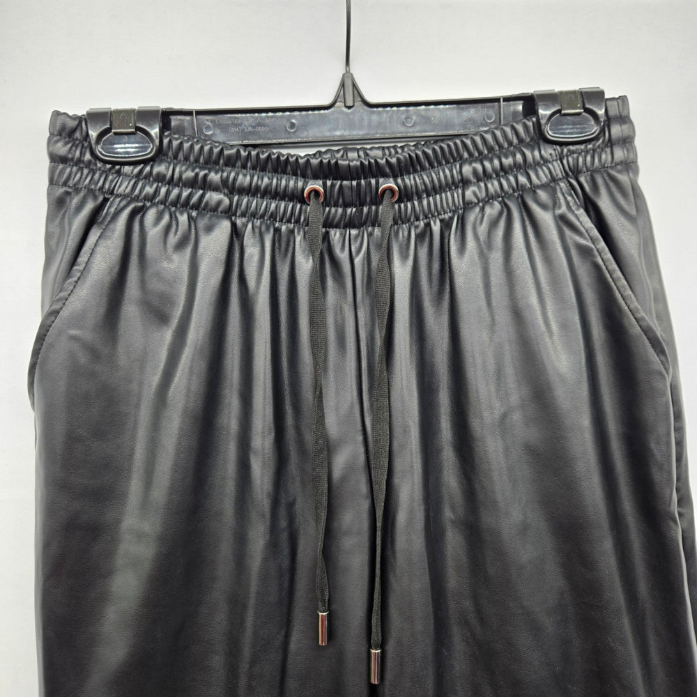 Laundry by Shelli Segal Black Faux Leather Drawstring Pants – Size S