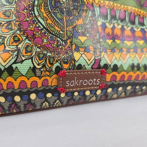 Sakroots Multicolor Elephant Print Crossbody Bag with Brown Strap