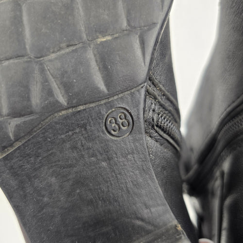 MJUS Black Leather Ankle Boots Side Zip Buckle – Size 7.5