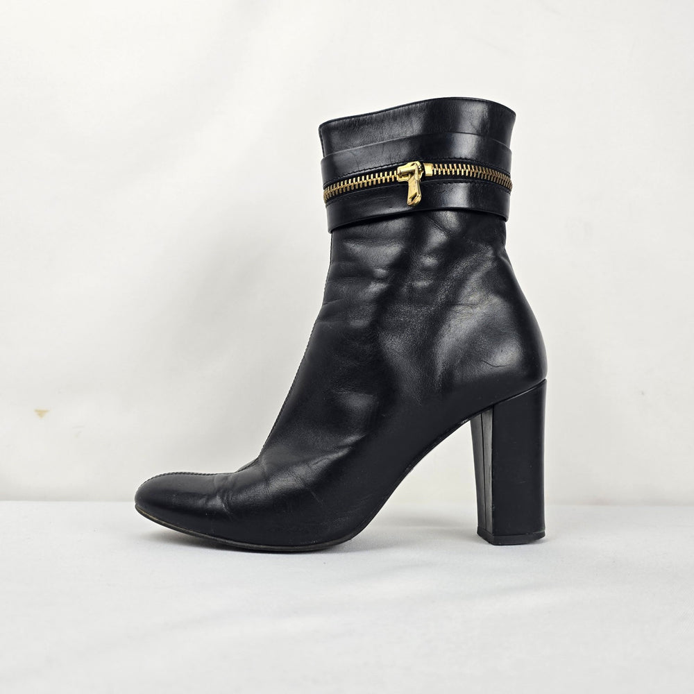 Bellofatto Made in Italy Black Leather Ankle Boots - Size 7.5