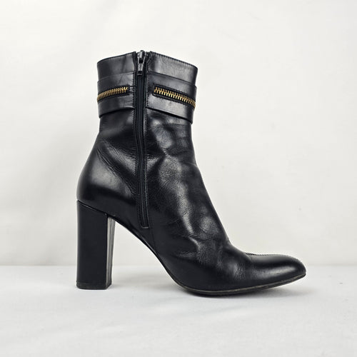 Bellofatto Made in Italy Black Leather Ankle Boots - Size 7.5