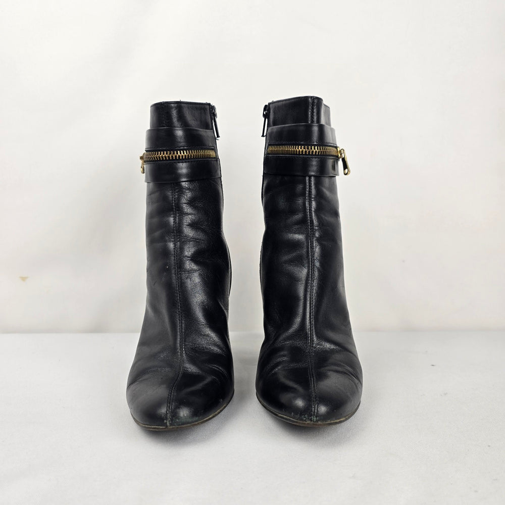 Bellofatto Made in Italy Black Leather Ankle Boots - Size 7.5
