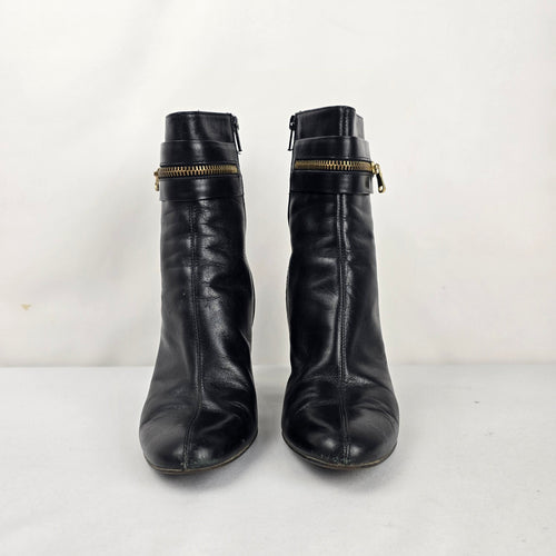 Bellofatto Made in Italy Black Leather Ankle Boots - Size 7.5