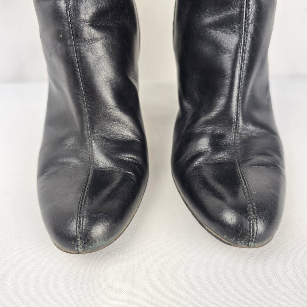 Bellofatto Made in Italy Black Leather Ankle Boots - Size 7.5
