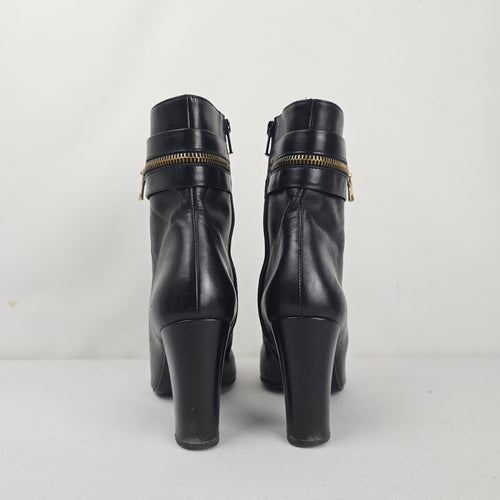 Bellofatto Made in Italy Black Leather Ankle Boots - Size 7.5