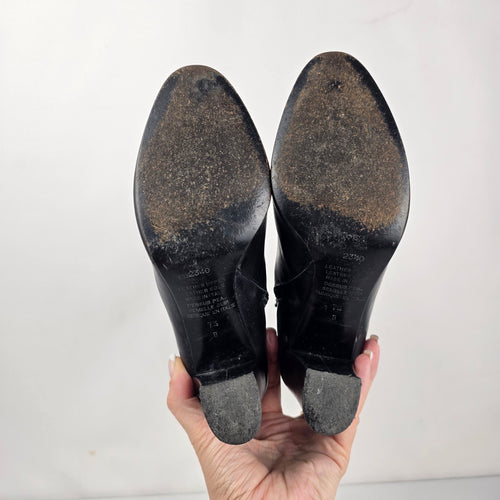 Bellofatto Made in Italy Black Leather Ankle Boots - Size 7.5