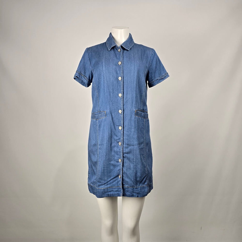 Cabi Blue Denim Button-Front Short Sleeve Shirt Dress – Size S