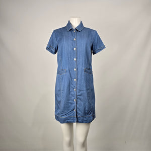 Cabi Blue Denim Button-Front Short Sleeve Shirt Dress – Size S