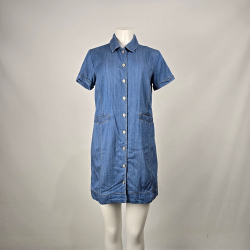 Cabi Blue Denim Button-Front Short Sleeve Shirt Dress – Size S