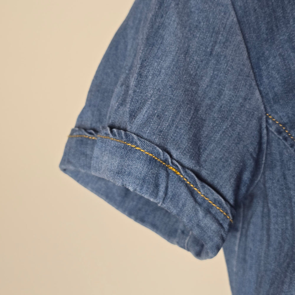Cabi Blue Denim Button-Front Short Sleeve Shirt Dress – Size S