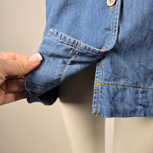 Cabi Blue Denim Button-Front Short Sleeve Shirt Dress – Size S