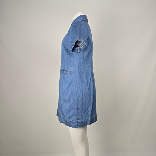 Cabi Blue Denim Button-Front Short Sleeve Shirt Dress – Size S