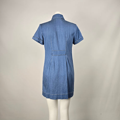 Cabi Blue Denim Button-Front Short Sleeve Shirt Dress – Size S
