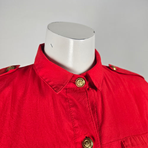 Vintage Michael Phillips Vintage Red Utility Jumpsuit Gold Button Belted - Size S/M