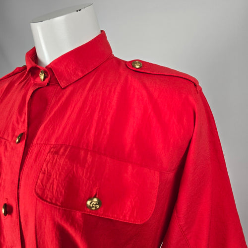 Vintage Michael Phillips Vintage Red Utility Jumpsuit Gold Button Belted - Size S/M