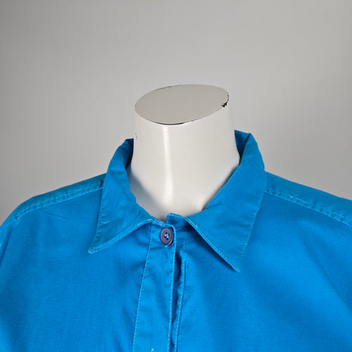 Vintage Capucino Vintage Bright Blue Button Front Utility Jumpsuit Elastic Waist - Size S-M