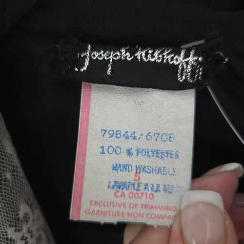 Vintage Joseph Ribkoff Black Sheer Lace Ruffle Collar Jumpsuit Long Sleeve - Size 5
