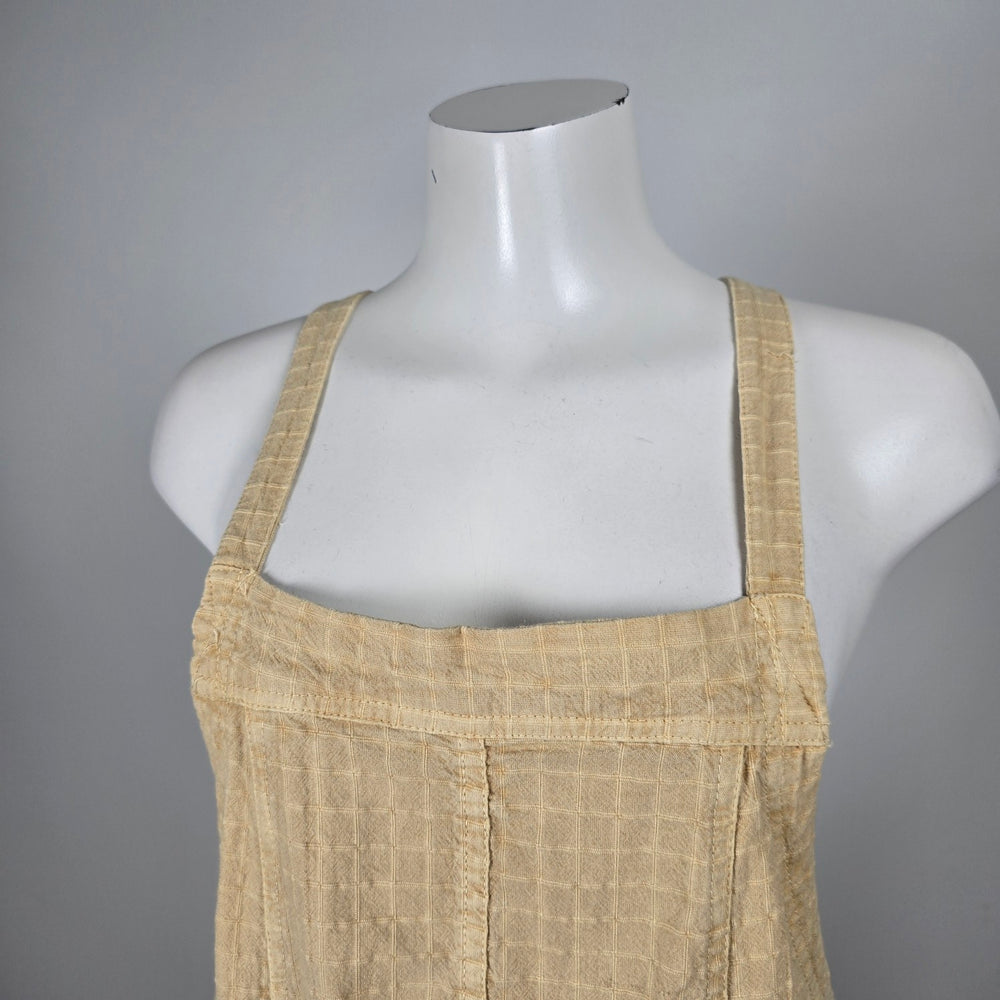 Free People Savanna Beige Textured Wide Leg Utility Overalls Jumpsuit - Size M