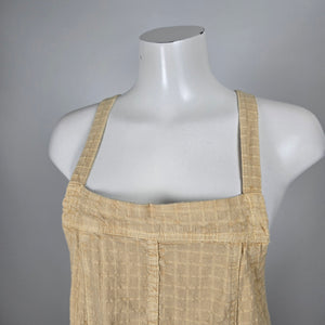 Free People Savanna Beige Textured Wide Leg Utility Overalls Jumpsuit - Size M