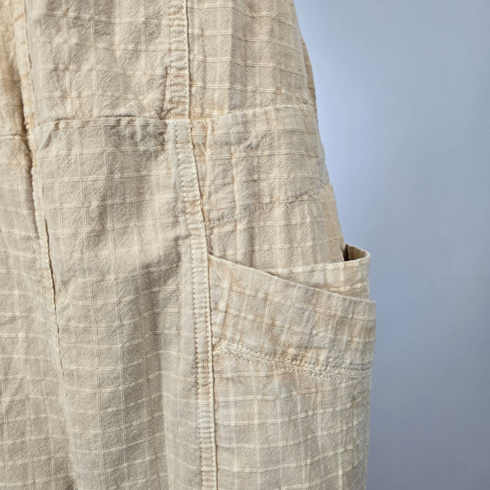 Free People Savanna Beige Textured Wide Leg Utility Overalls Jumpsuit - Size M