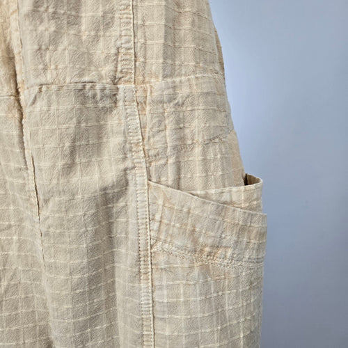 Free People Savanna Beige Textured Wide Leg Utility Overalls Jumpsuit - Size M