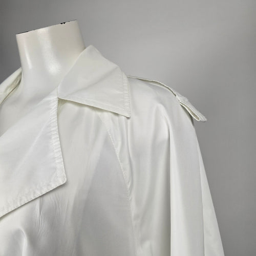 Vintage SportEase Fashions White Double-Breasted Belted Trench Coat – Size 8