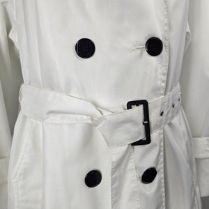 Vintage SportEase Fashions White Double-Breasted Belted Trench Coat – Size 8