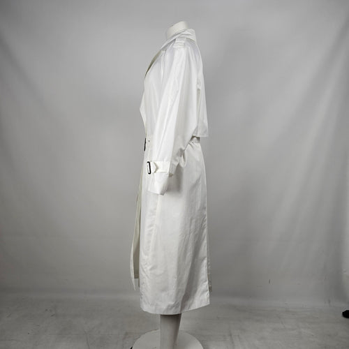 Vintage SportEase Fashions White Double-Breasted Belted Trench Coat – Size 8
