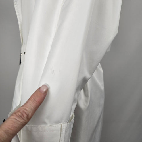 Vintage SportEase Fashions White Double-Breasted Belted Trench Coat – Size 8